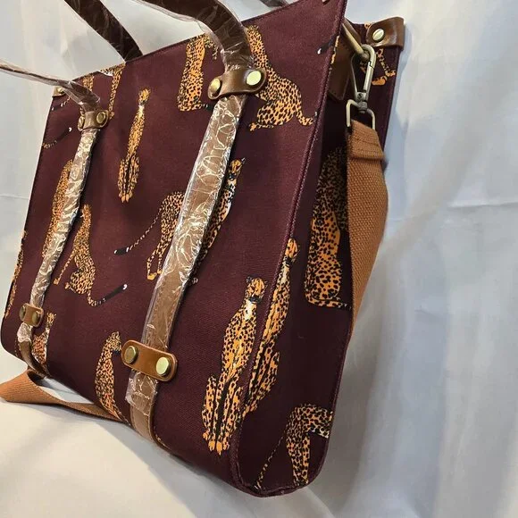 ModCloth Canvas Tote Leopard Purse Shoulder Bag NWT 16x13 - Picture 12 of 12